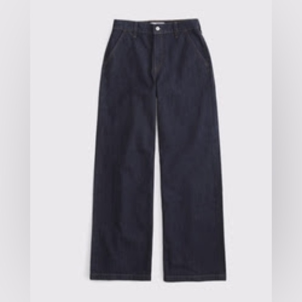Abercrombie & Fitch Curve Love High Rise Wide Leg Jean in a Dark Wash